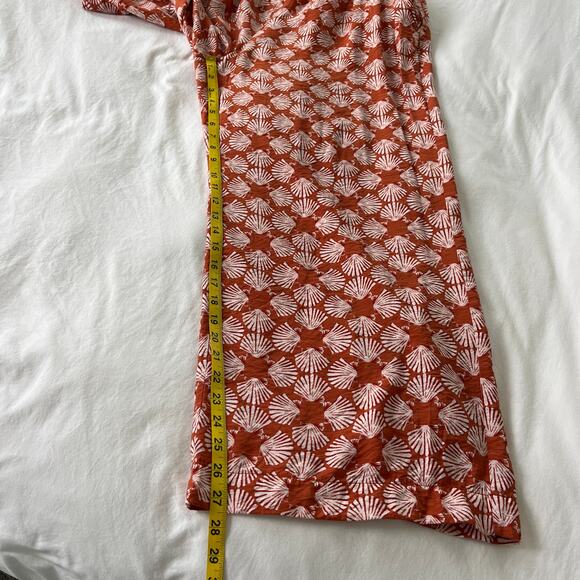 Anthropologie Maeve Printed Wide Leg Pull On Sea Shell Red Orange Pants, Large - Picture 8 of 13